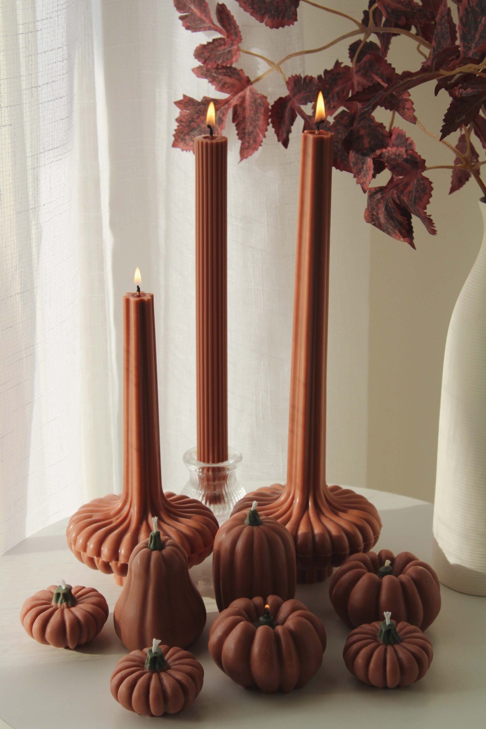 Autumn Pumpkin & Pillar Ensemble — Set of 10 - Image 3