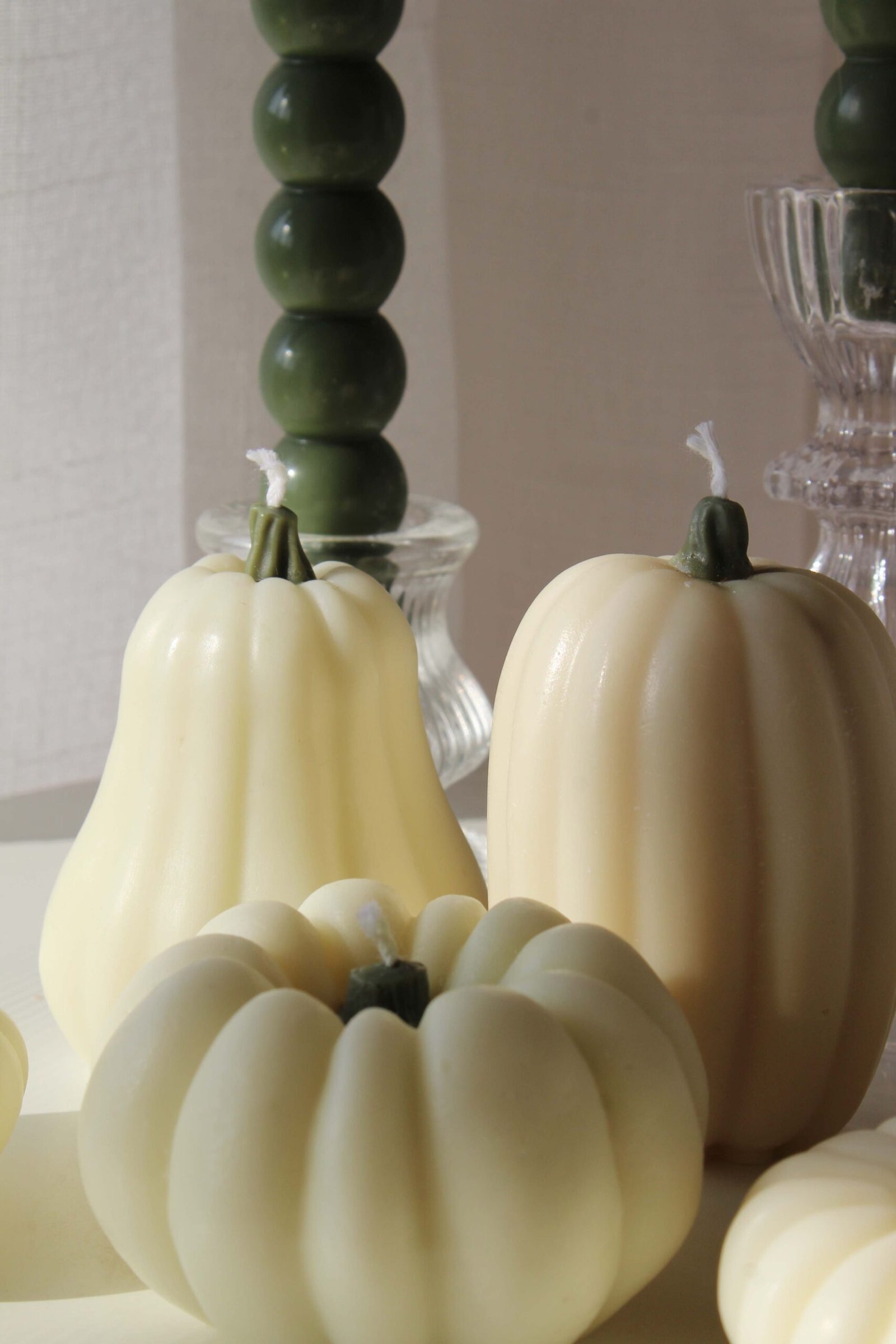 Harvest Pumpkin Ensemble — Set of 8 | Ivory & Forest Green - Image 6