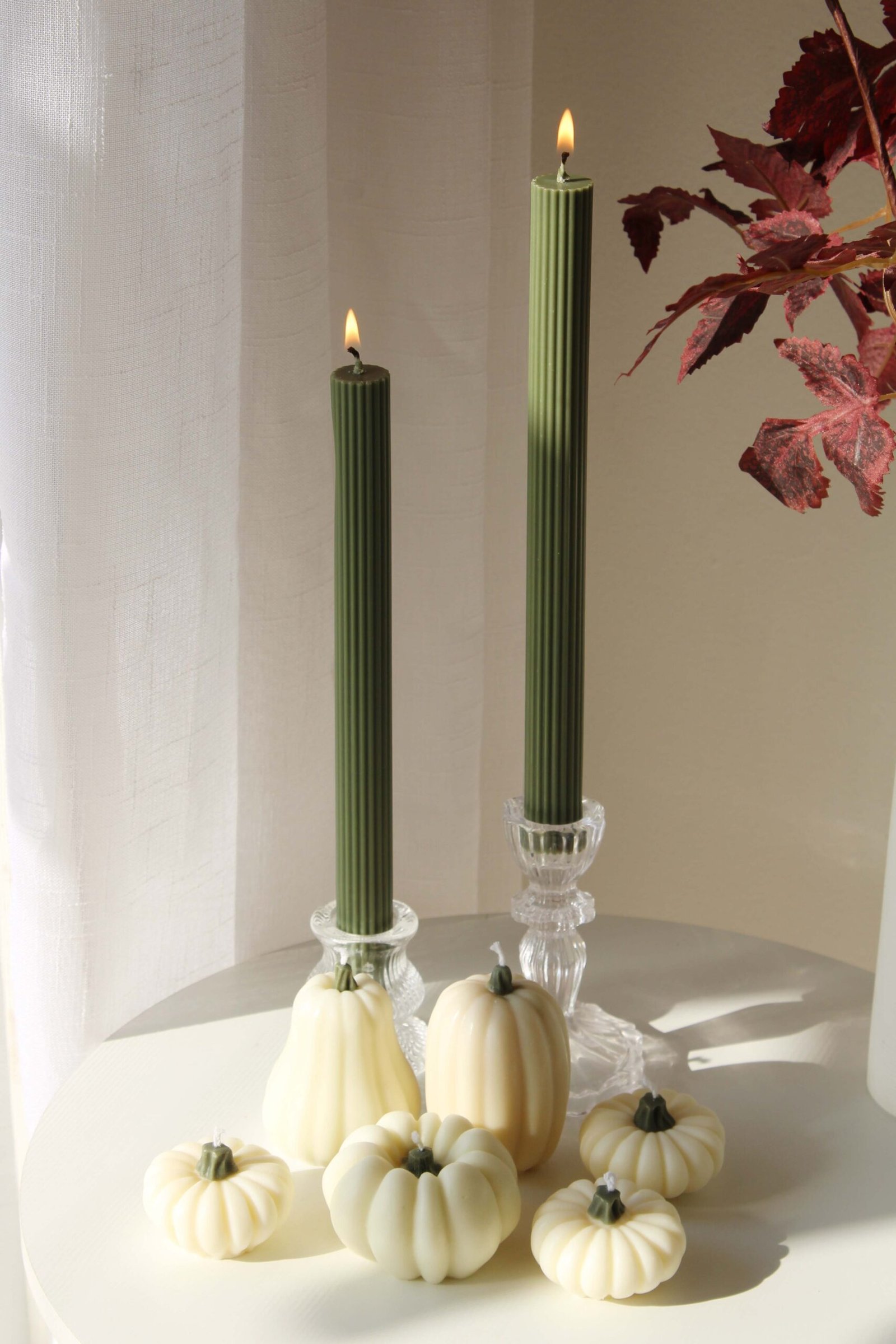 Harvest Pumpkin Ensemble — Set of 8 | Ivory & Forest Green - Image 7